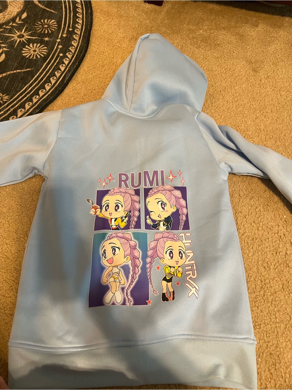 Kids huntrix kpop demon hunters Light Blue Hoodie with Rumi size 6-8